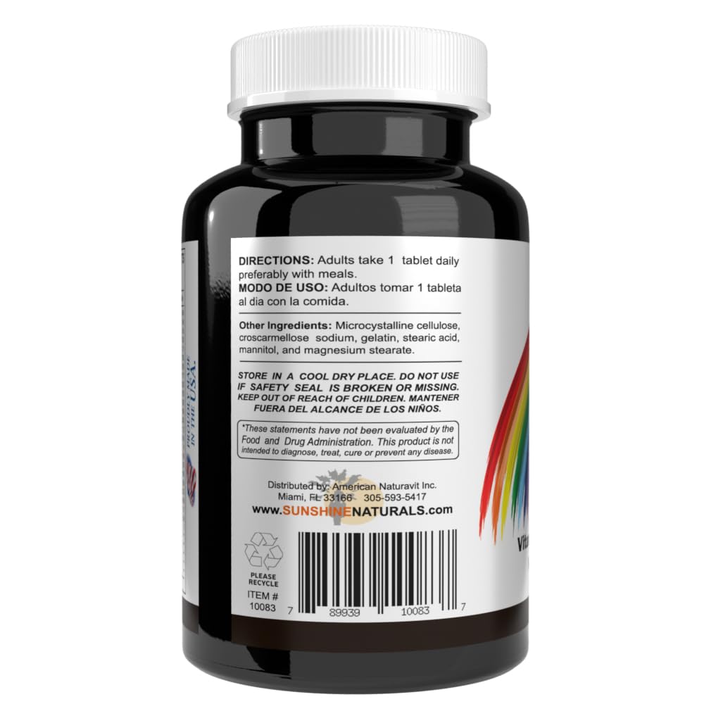 Sunshine Naturals Complete Vitamin Complex Dietary Supplement with Beta Carotene Tablets, 2 Pack