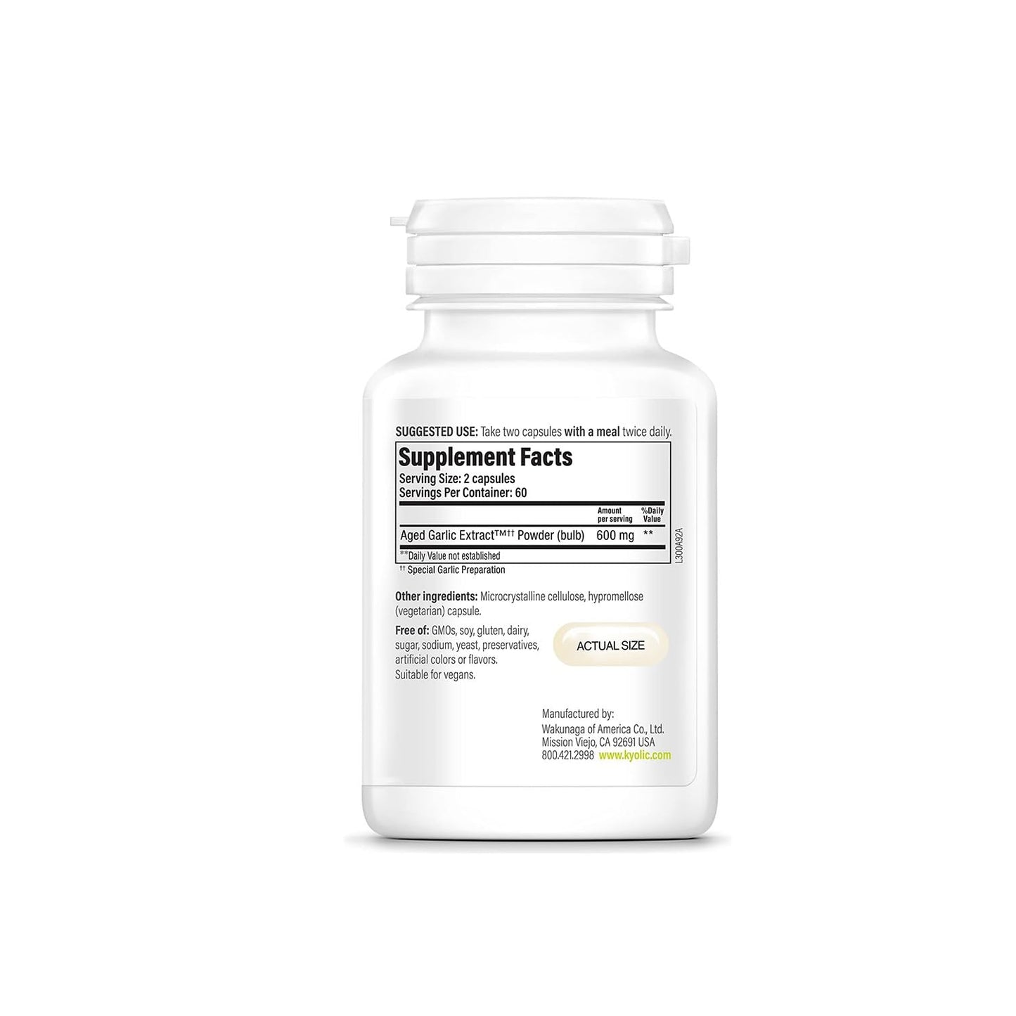 Kyolic Aged Garlic Extract Formula 300 Cardiovascular Health Vegan Capsule 120 Count