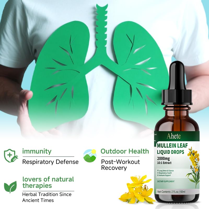 Ahete Natural Mullein Drops - Herbal Throat Relief & Respiratory Support Gummy 60