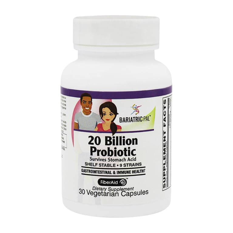 BariatricPal Probiotic 20 Billion CFU Gastrointestinal & Immune Health Capsules, 30 Count