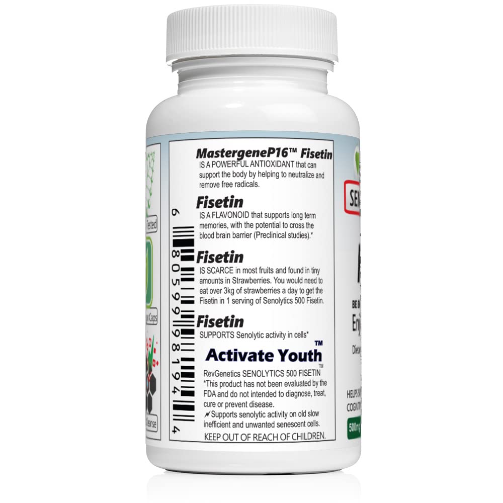 REVGENETICS Senolytics 500 Fisetin 500 mg 60 Capsules