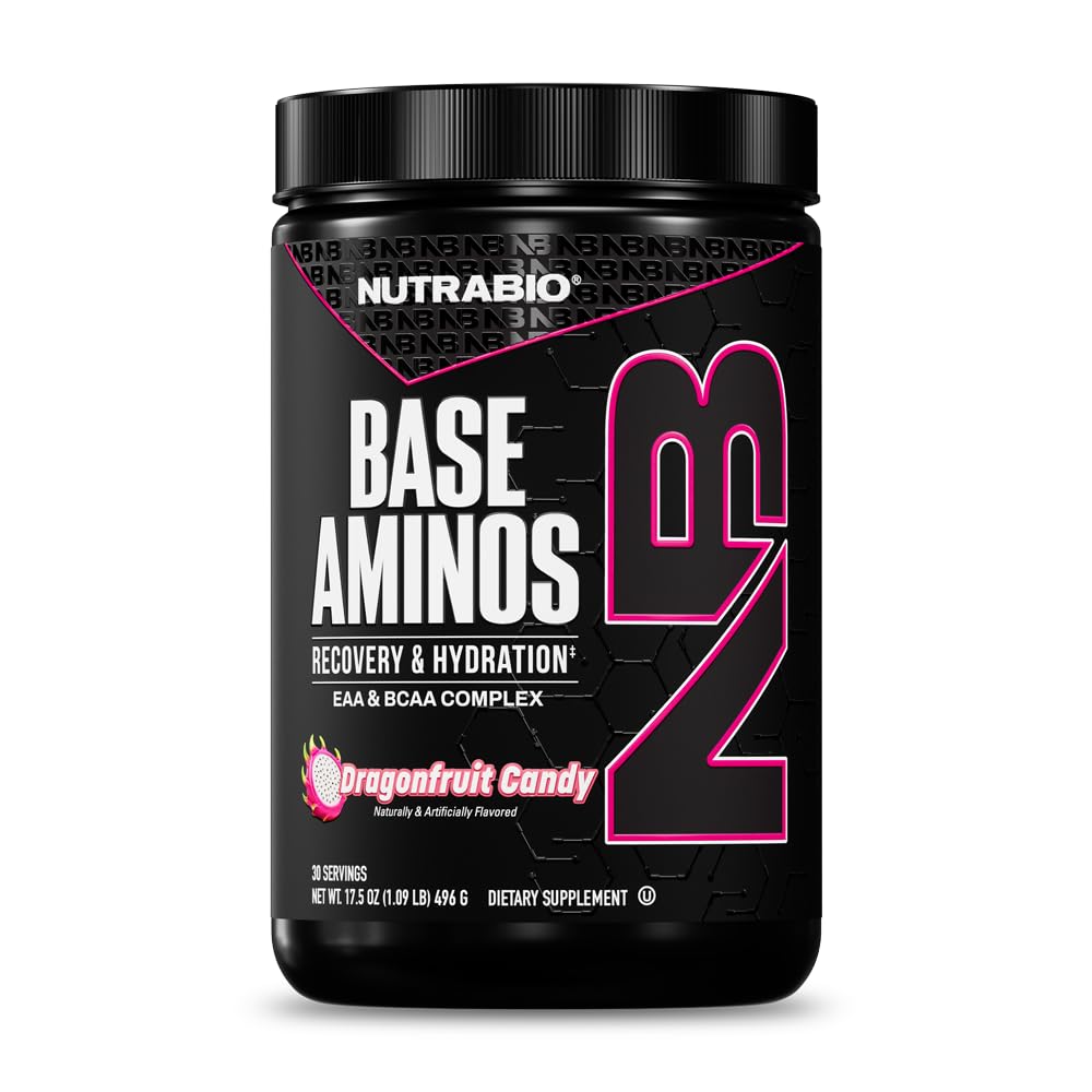 NutraBio Base Aminos EAA + BCAA Powder Dragon Fruit Candy 16 oz