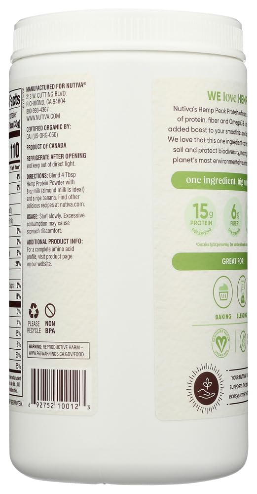 Nutiva Hemp Protein 15g Organic Powder, 16 oz