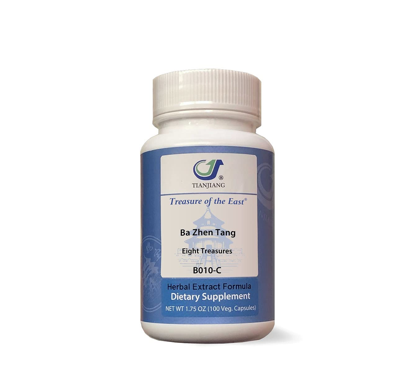 Treasure of the East Eight Treasures Ba Zhen Tang 5:1 Concentrated Herbal Extract Formula Capsules, 100 Count