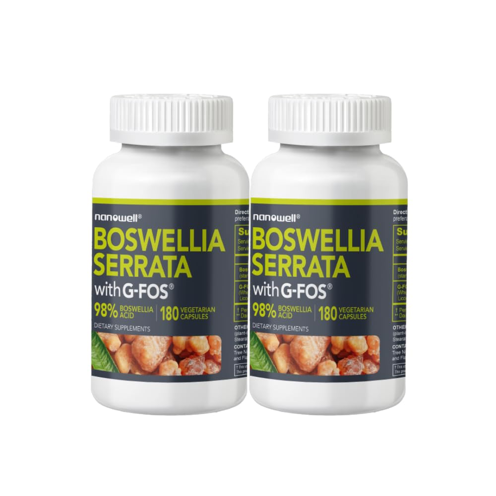 NANOWELL Boswellia Serrata with G-FOS 98% Boswellic Acid Capsules, 360 Count