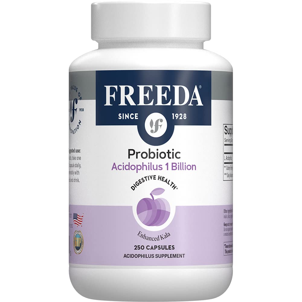 FREEDA Acidophilus Probiotic 1 Billion CFU for Digestive Support Capsules 250 Count