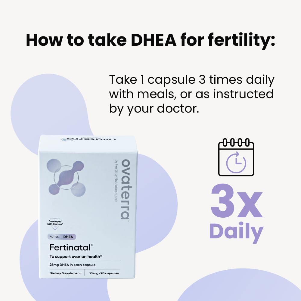 Fertinatal Micronized DHEA Female Natural Plant-Based Fertility Supplement Capsules, 84 Count