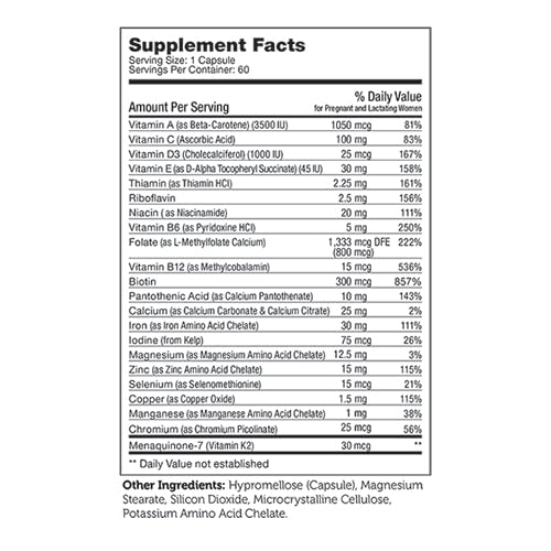Zahler Total One Prenatal Vitamins for Women Capsules, 60 Count