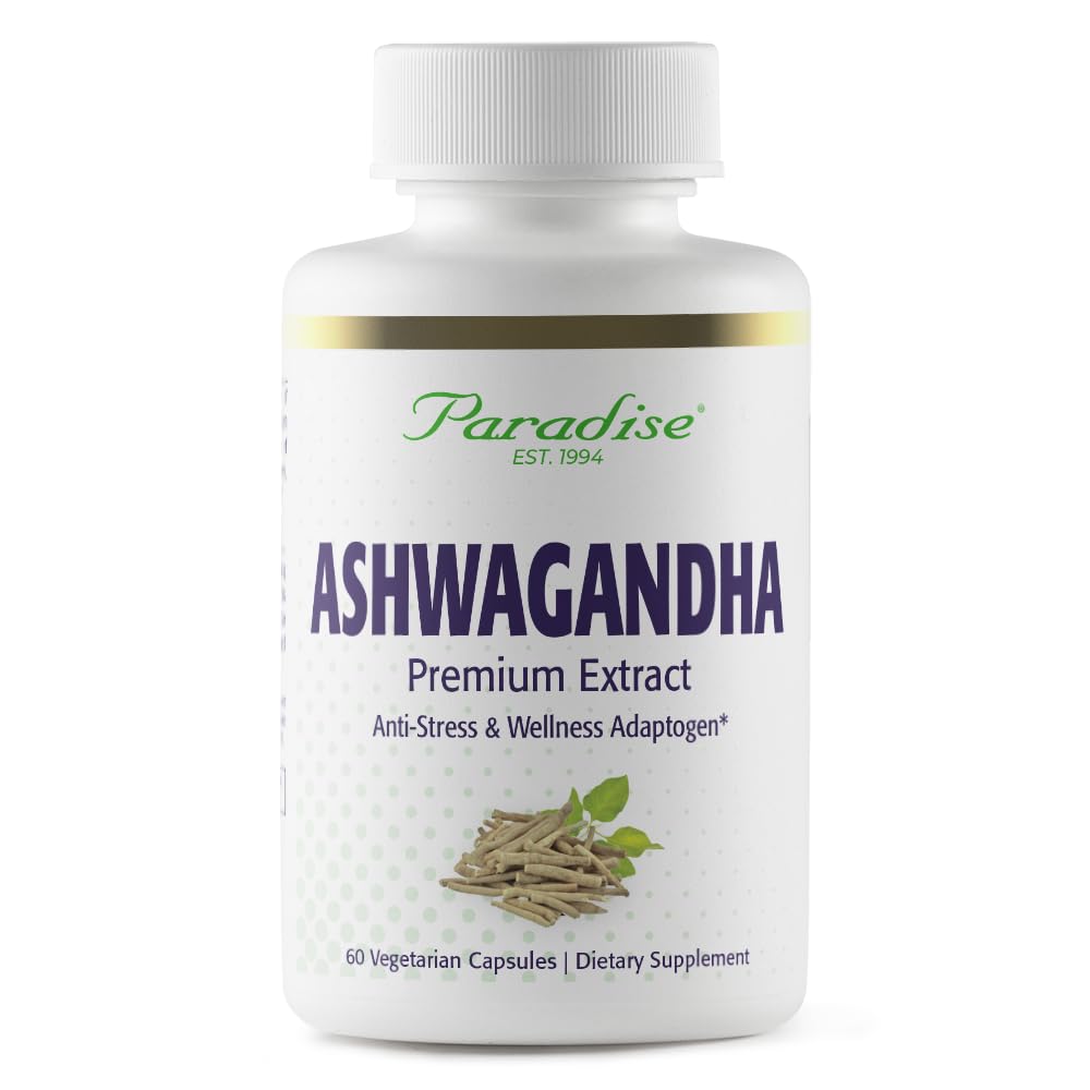 Paradise Herbs Organic Ashwagandha Ayurvedic Adaptogen Capsules 60 Count