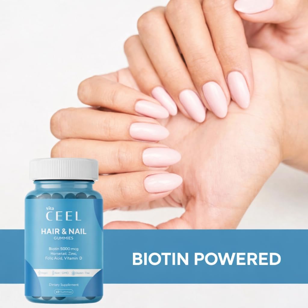 The Ceel Vita Ceel Hair & Nail Gummies Biotin 5000 mcg, Horsetail, Zinc, Folic Acid & Vitamin D – 60 Gummies