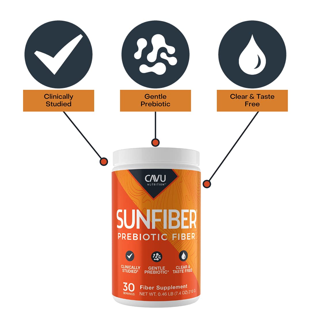 CAVU NUTRITION Sunfiber Gentle Prebiotic Fiber Supplement Powder, 7.4 oz