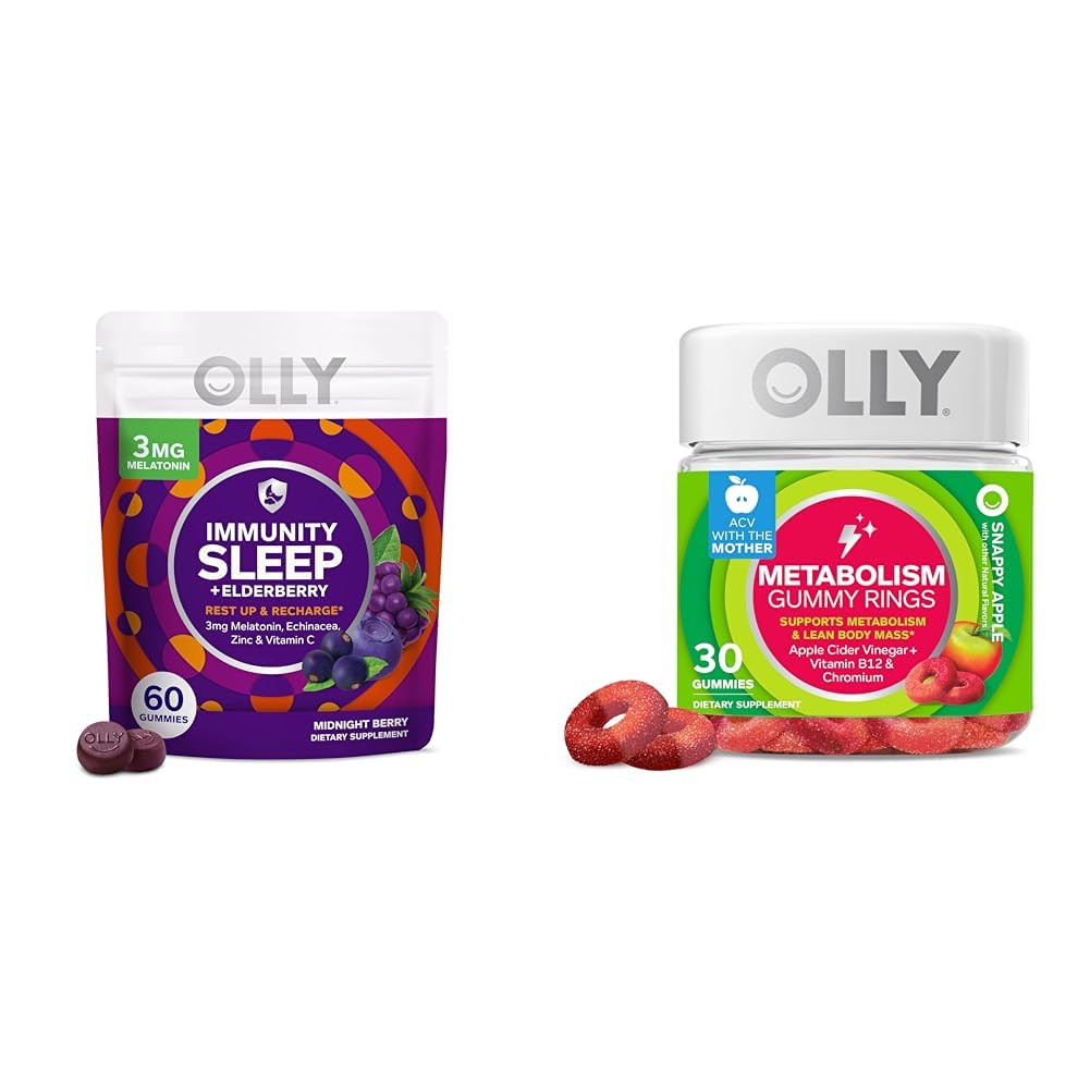 OLLY Immunity Sleep Gummy & Metabolism Gummy Rings Bundle, 90 Gummies