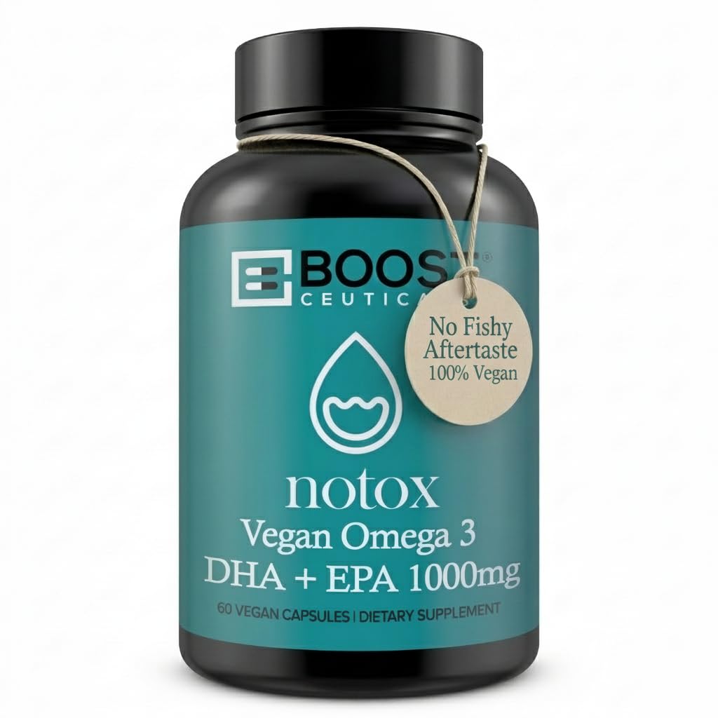 BoostCeuticals Vegan Omega-3 Algae Oil DHA 410mg No Fishy Aftertaste Vegan SoftGel, 60 SoftGels