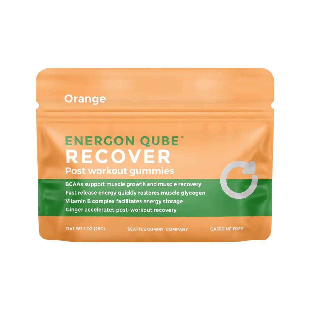 SGC Recover Gummies 600mg BCAAs + Antioxidants, Fast-Acting Post-Workout Support for Muscles & Energy, Orange Ginger Flavor, 12-Count