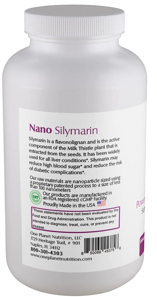 One Planet Nutrition Nano Silymarin 500 mg Milk Thistle Extract Capsules, 120 Count