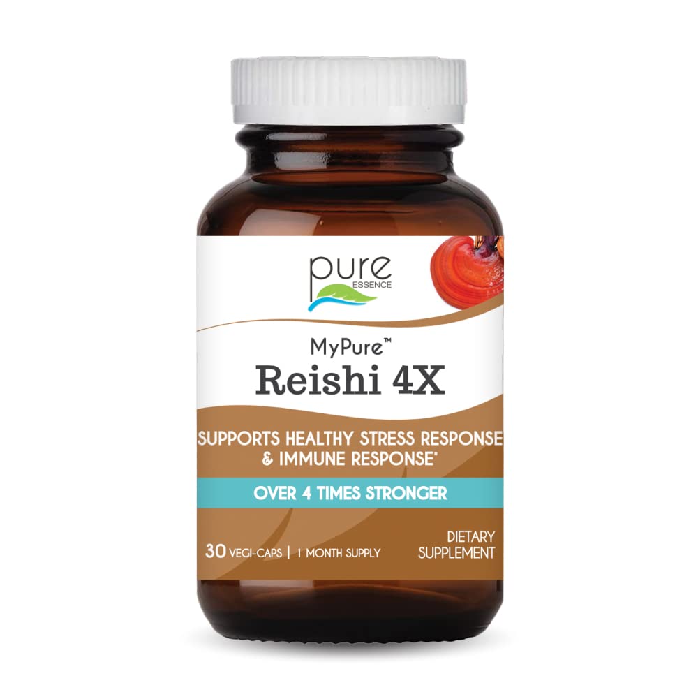 PURE ESSENCE LABS MyPure Reishi 4X Organic Mushrooms Supplement capsules, 30 Count