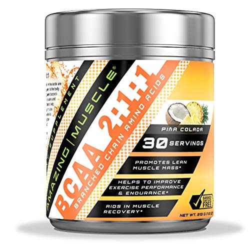 Amazing Muscle 2:1:1 Branched-Chain Amino Acids Powder, Pina Colada Flavor, 16 oz
