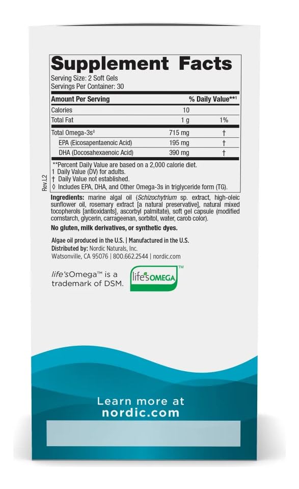 Nordic Naturals Algae Omega Soft Gels 60 Count