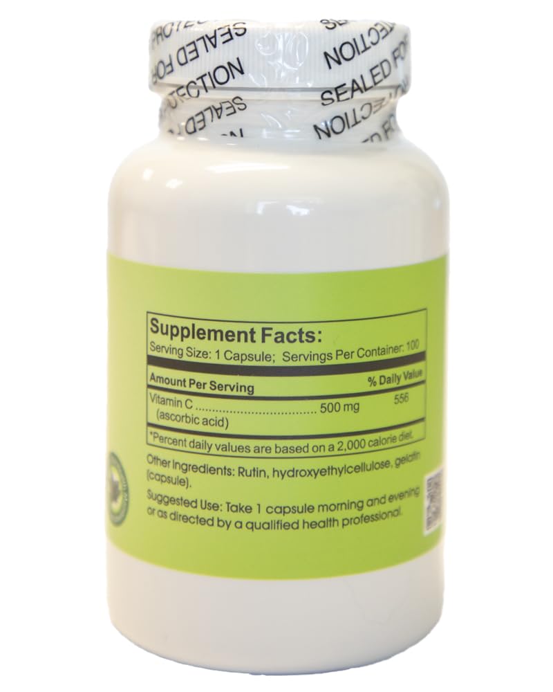 Time Laboratories Vitamin C Time Released with Rutin 500 mg Capsules, 100 Count