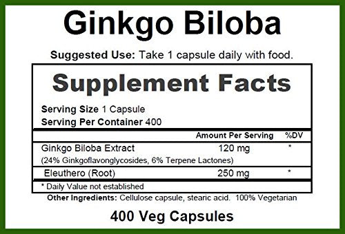 GreenPacks Ginkgo Biloba Extract (High-Potency) Supplement Capsules, 400 Count