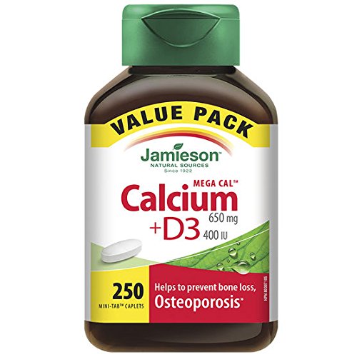 Jamieson Mega Cal Calcium 650 mg with Vitamin D Tablets, 250 Count
