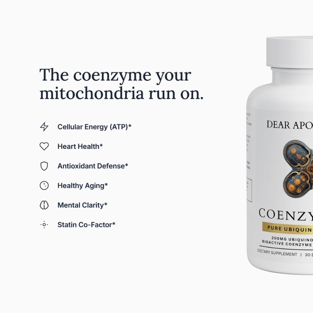 Dear Apothecary CoQ-10 200mg Coenzyme Q-10 (Ubiquinone) Capsules, 60 Count