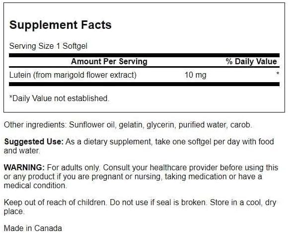 Swanson Lutein 10 mg for Eye and Vision Health 60 Softgels