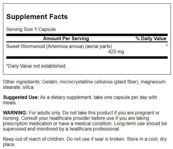 Swanson Sweet Wormwood Capsules 180