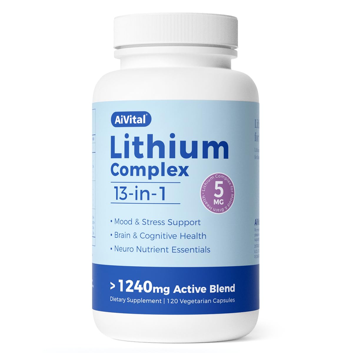 AiVital Lithium Orotate 5mg Capsules, 120 Count