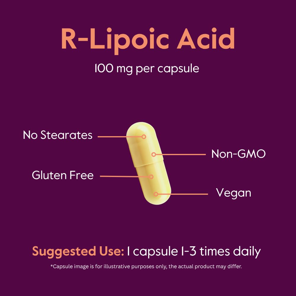 BESTVITE R-Lipoic Acid 100mg Stabilized with Bio-Enhanced Na-RLA, 120 Capsules