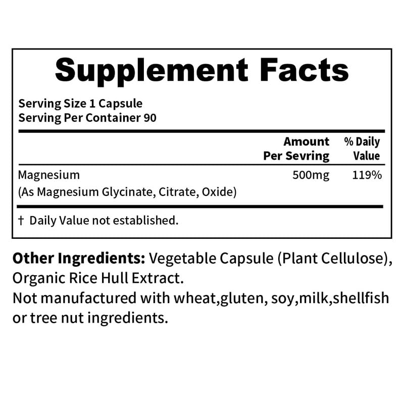 YOUTHVITA Magnesium Glycinate, Citrate, Oxide Capsule, 90 Count
