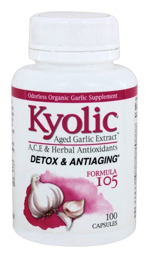 Kyolic Aged Garlic Extract Formula 105 Detox and Anti-Aging Capsules, 1 Capsule