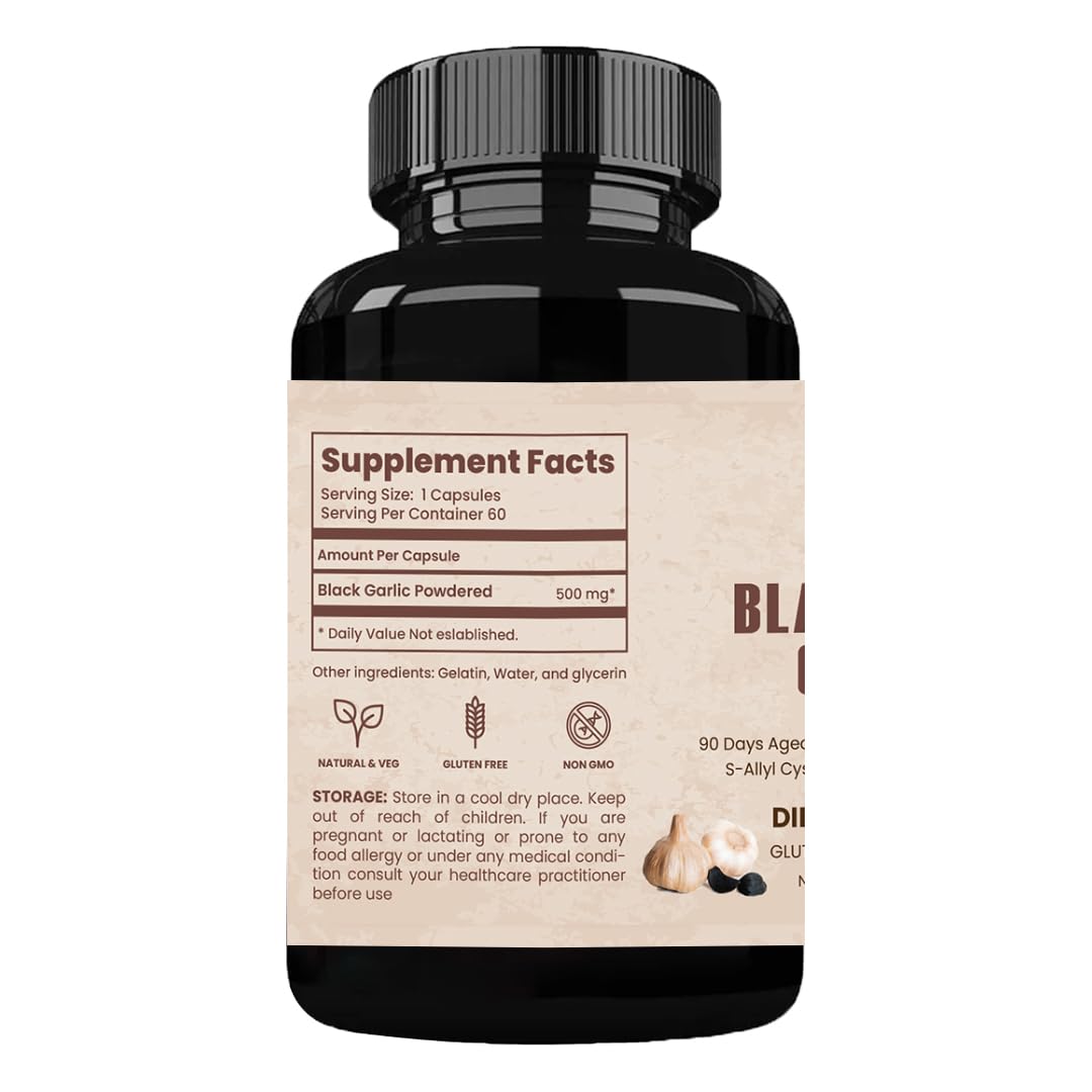 Bhumi Organic Aged and Fermented Black Garlic Capsules, 1 Count