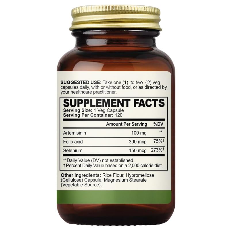 Oppuland Artemisinin Plus Sweet Wormwood Extract 100mg – Artemisia Annua Complex with Folic Acid & Selenium – Herbal Immune Support – Gummy 30 Count