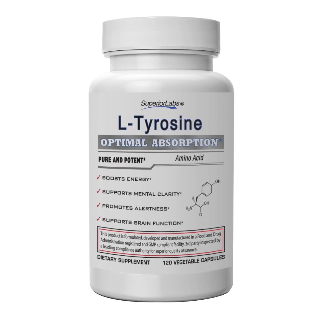 Superior Labs L-Tyrosine 500 mg Capsule, 120 Veg Caps