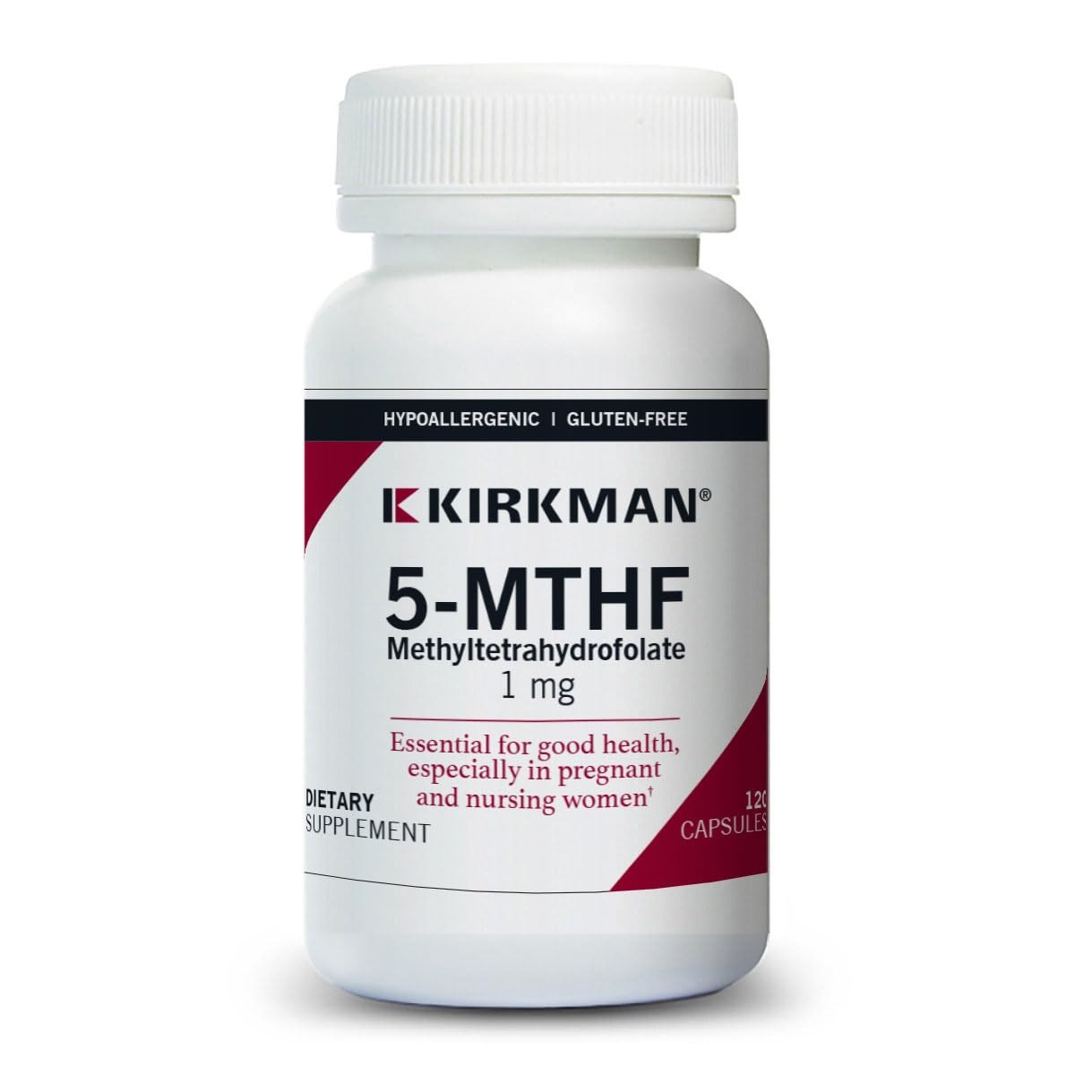 Kirkman 5-MTHF ([6S]-5-Methyltetrahydrofolate) 5 mg Vegetarian Capsules, 60 Count