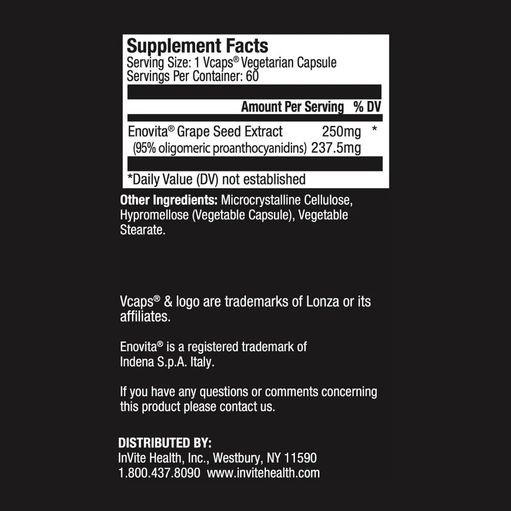 Invite Health Grape Seed Extract Capsules 60 Count