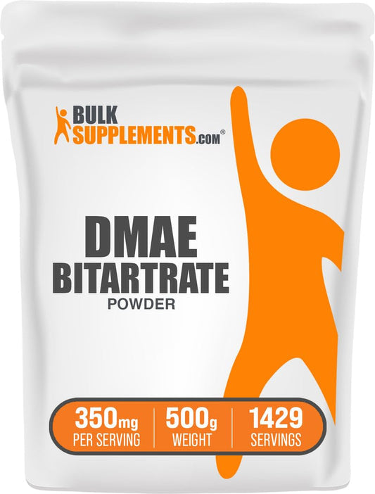 BulkSupplements DMAE Bitartrate Powder, 350 mg per Serving, 1.1 lb (500 g)