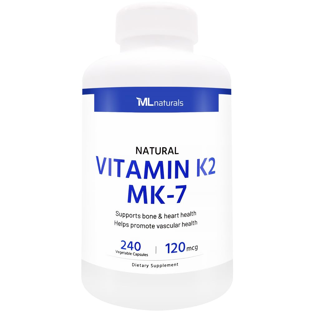 ML Naturals Vitamin K2 MK-7 120mcg All-Trans MK-7 Capsules, 240 Count