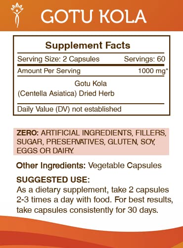 Secrets of the Tribe Gotu Kola Capsules, 120 Count