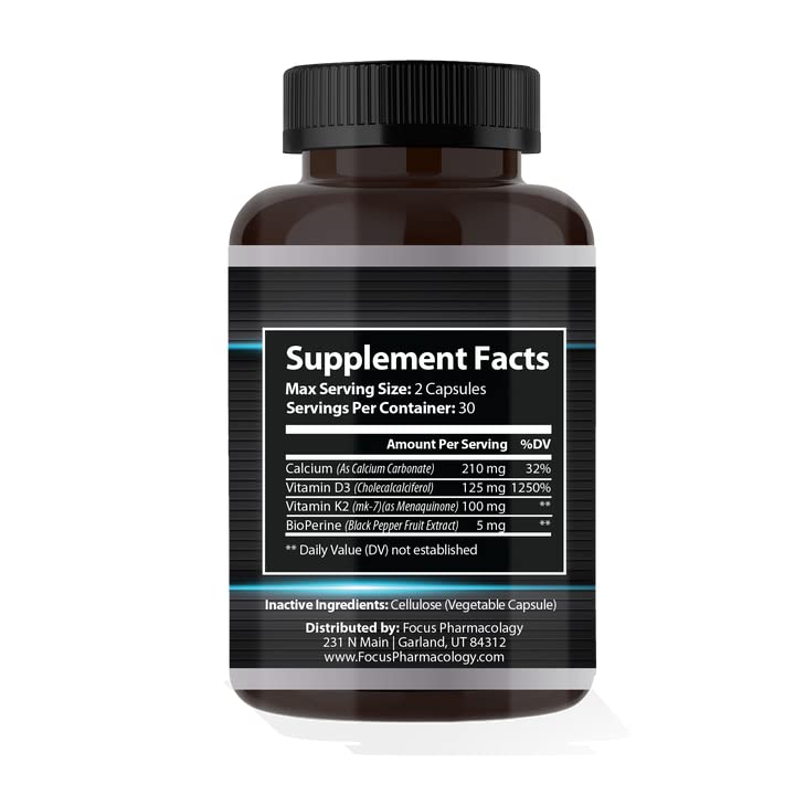 Focus Pharmacology Vitamin K2 with D3 Extra Strength 60 Capsules