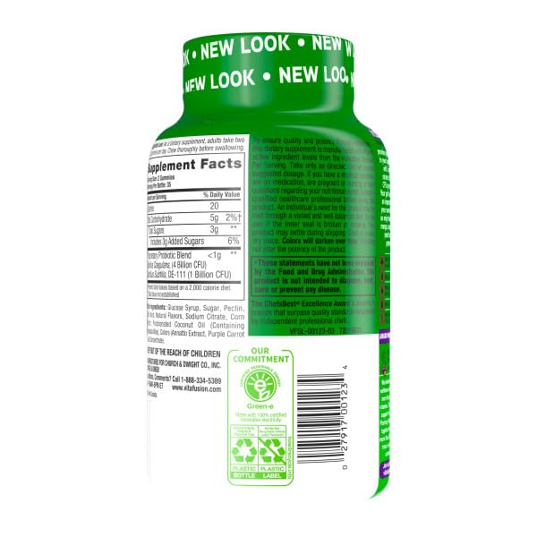 Vitafusion Probiotic Gummies Supplement, 5 Billion CFUs per Serving, Gluten-Free, Natural Raspberry, Peach & Mango Flavors, 140 Gummies