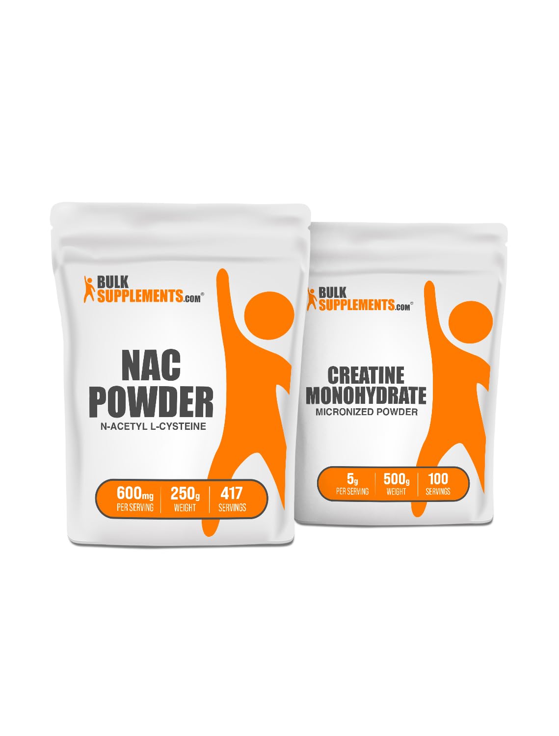 BulkSupplements NAC (N-Acetyl L-Cysteine) + Creatine Bundle Powder, 250 g + 500 g