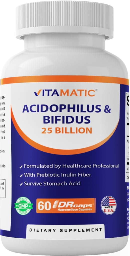 Vitamatic Acidophilus Bifidus 25 Billion DR Capsule, 60 Count
