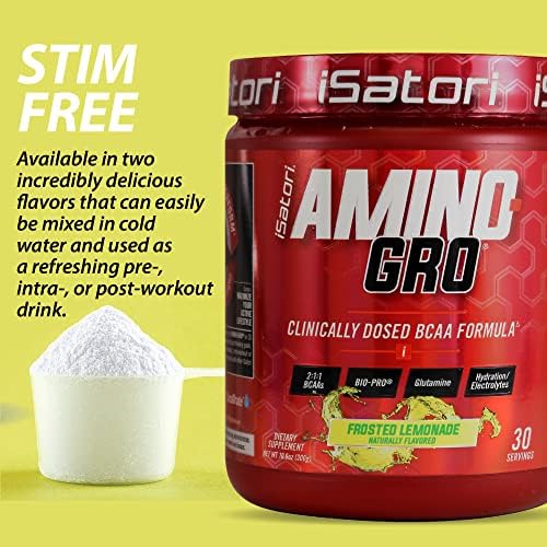 iSatori Amino-GRO BCAA Powder Frosted Lemonade Flavor 5.5 Ounces