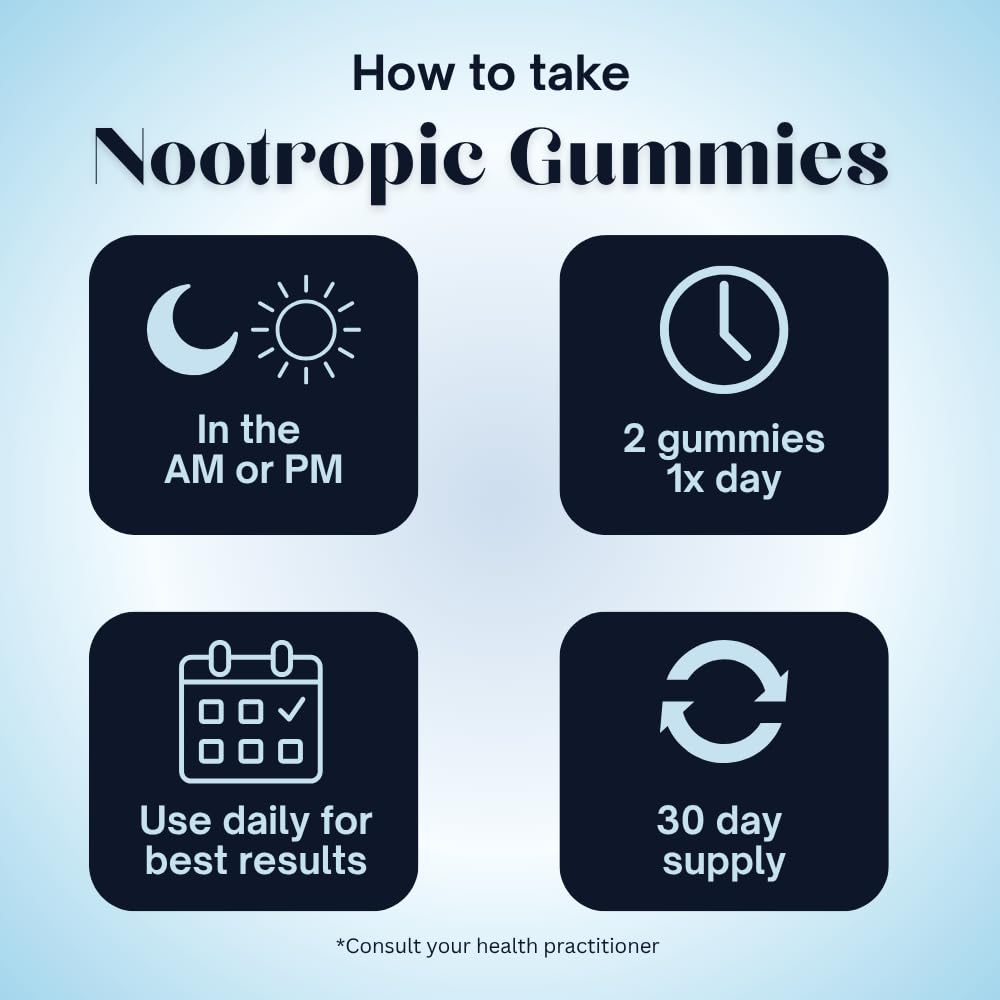 Deha Focus Gummies Nootropic Brain Supplement with Vitamin B6, Vitamin B12, Alpha GPC, Huperzine A, Bacopa Monnieri, Lions Mane Mushroom, Vegan, Non-GMO, Gluten-Free, 60 Gummies