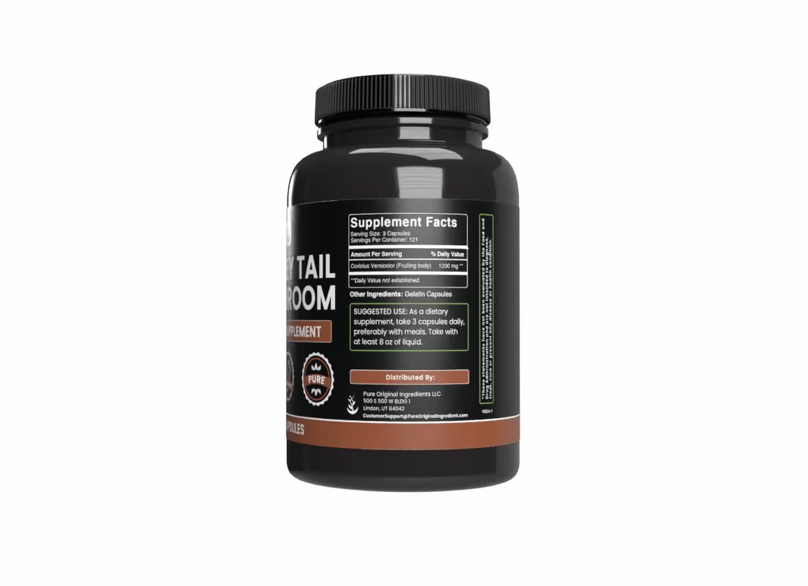 PURE ORIGINAL INGREDIENTS Turkey Tail Mushroom Capsules, 365