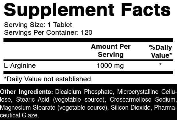 Oxify L-Arginine 1000 mg Tablets, 120 Count