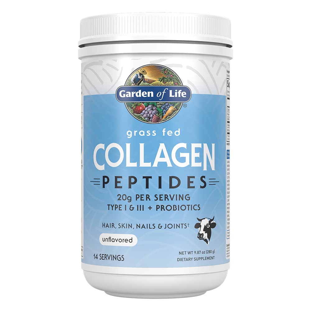 Garden of Life Grass Fed Collagen Peptides Powder, Unflavored, 9.87 Ounce