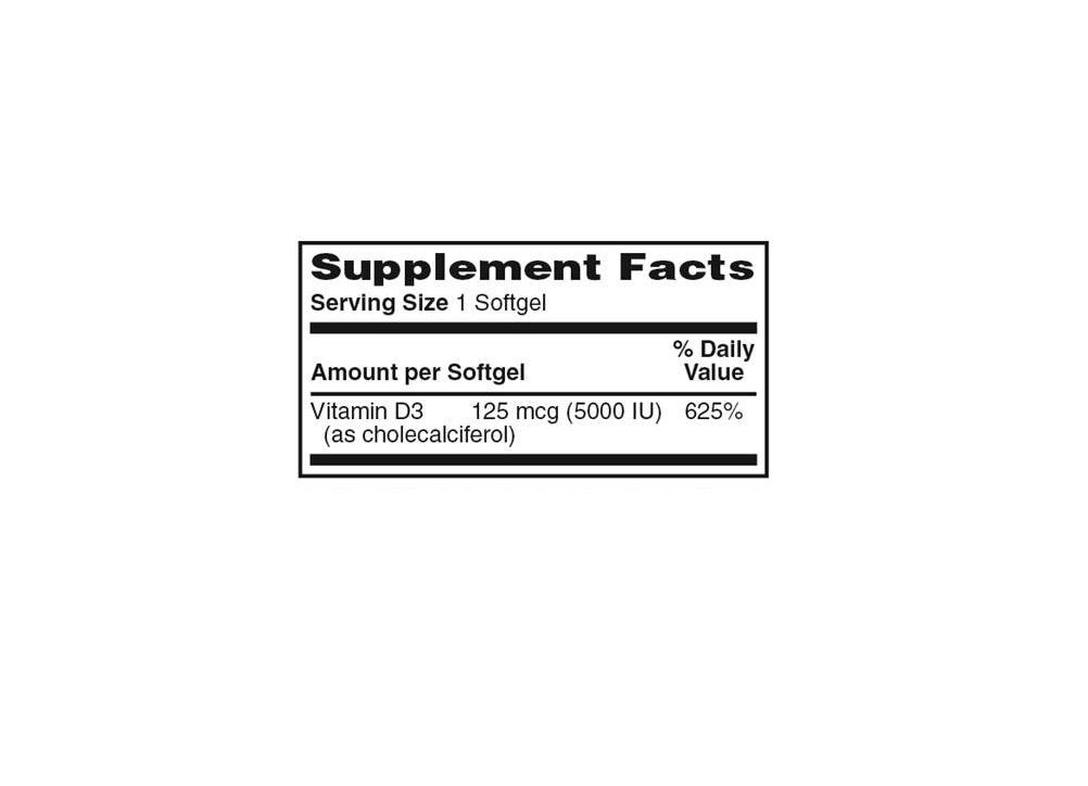 Reliable-1 Laboratories Vitamin D3 5000 IU Softgels, 300 Softgels